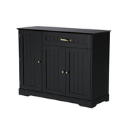Credenza con 3 ante e 1 cassetto; ripiani regolabili; per ingresso e soggiorno; in MDF; nero