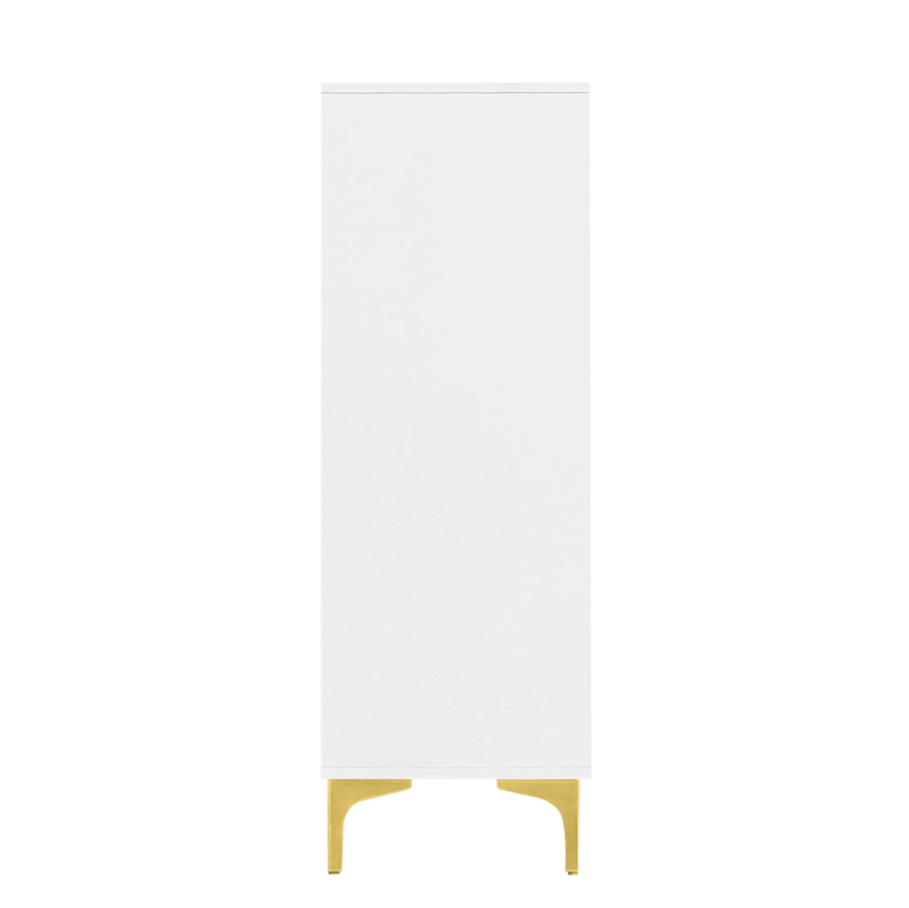 Scarpiere moderna bianca con LED a 16 colori; 80x35x105 cm; in MDF e truciolare con piedi dorati