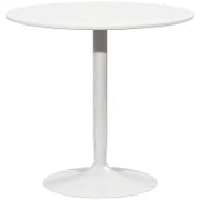 Tavolo da Pranzo per 2 Persone, Piano Rotondo Ø80 cm, MDF e Acciaio, Antiscivolo, 75H cm, Bianco