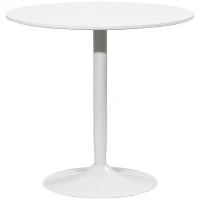 Tavolo da Pranzo per 2 Persone, Piano Rotondo Ø80 cm, MDF e Acciaio, Antiscivolo, 75H cm, Bianco