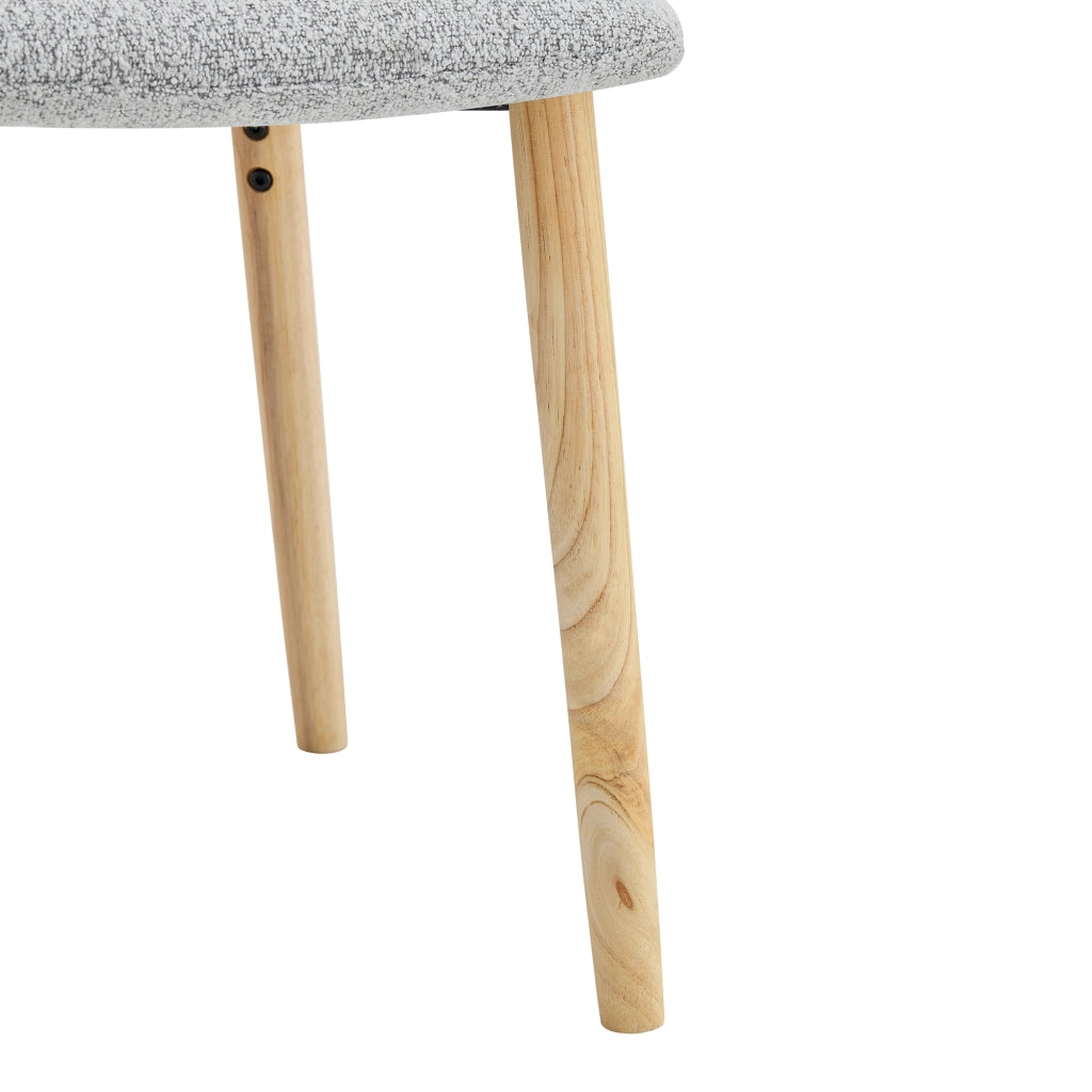 Sedia da Pranzo Set da 2 con Schienale Ergonomico e Pieghe Decorative, in Tessuto e Legno Massello, Grigio Chiaro