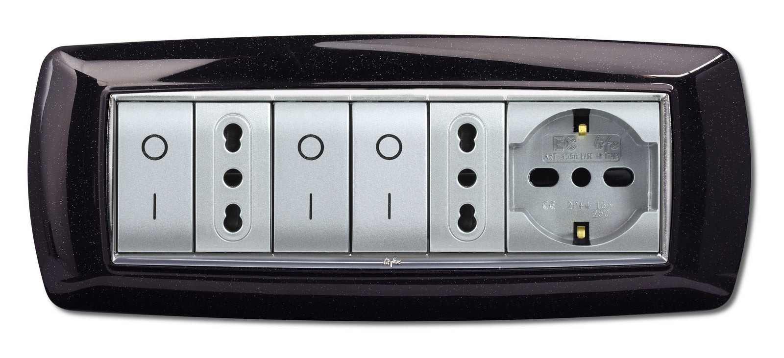 placca life mod. living plastica nero glitter 7 posti cod:ferx.41576