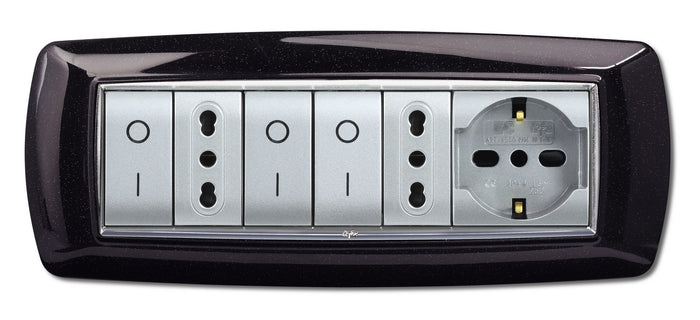 placca life mod. living plastica nero glitter 7 posti cod:ferx.41576