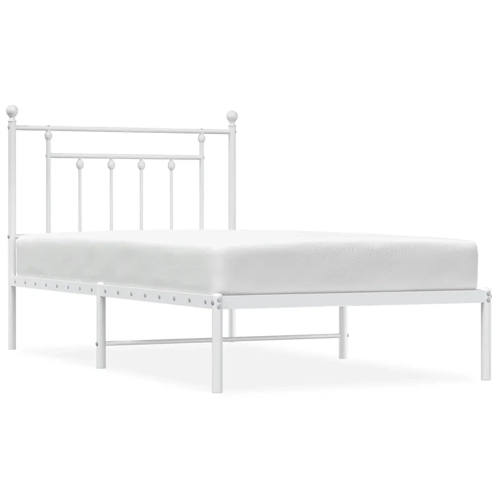 Giroletto con Testiera Metallo Bianco 100x190 cm