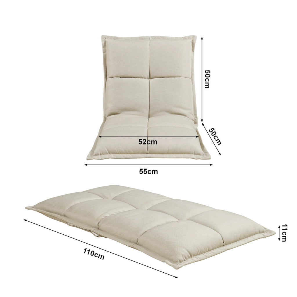 Set di 2 Sedie da Pavimento Deinze con Schienale Regolabile - Beige [en.casa]