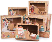 Dozzina di cartoncini per biscotti in carta kraft, oliostatica, con motivi natalizi, da 12 pezzi, dimensioni 22 x 15 x 7 cm, da confezione regalo