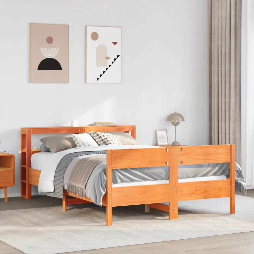 vidaXL Giroletto senza Materasso Marrone Cera 140x200cm Massello Pino