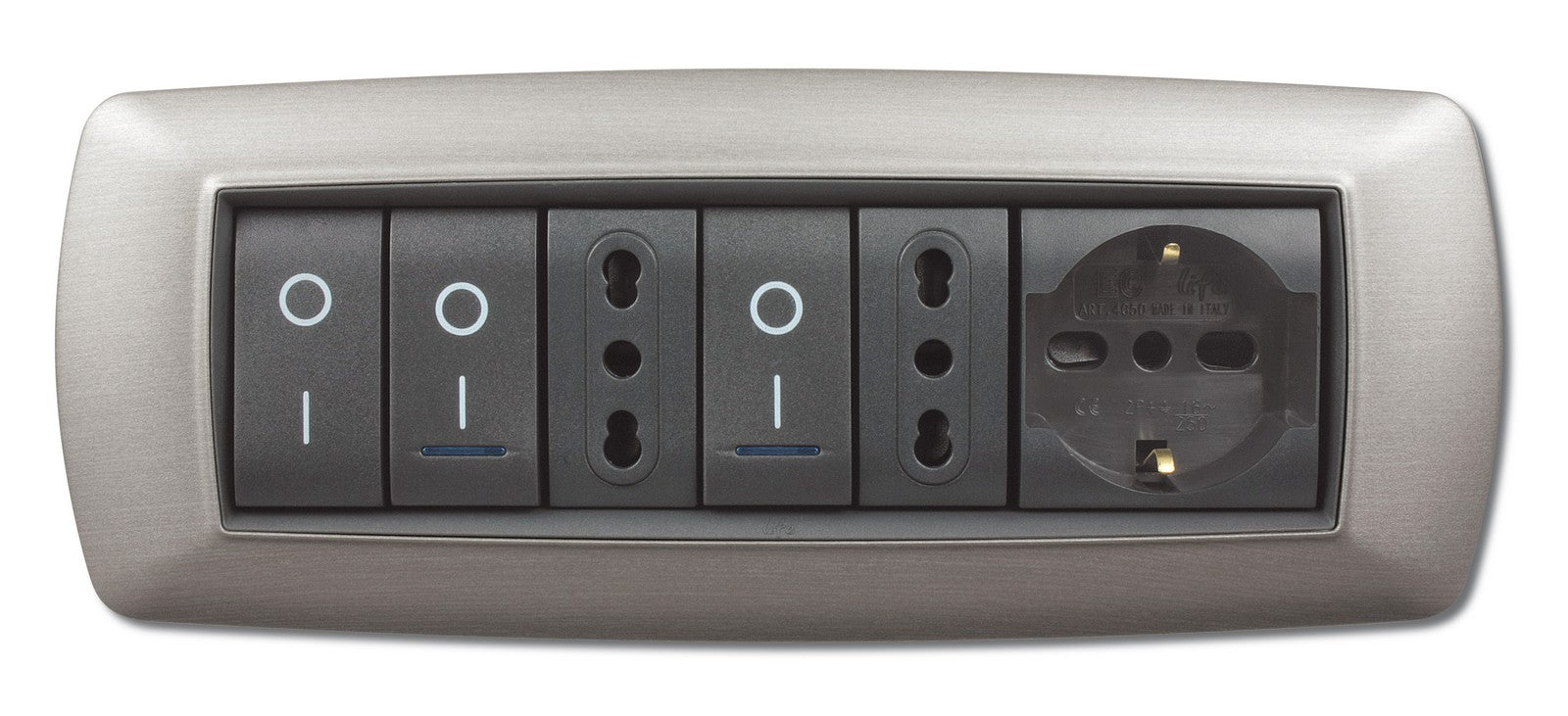 placca life mod. living plastica acciaio satinato 7 posti cod:ferx.41580