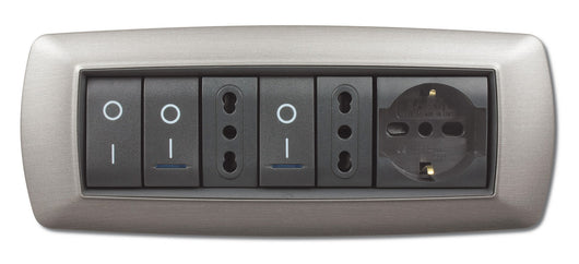 placca life mod. living plastica acciaio satinato 7 posti cod:ferx.41580