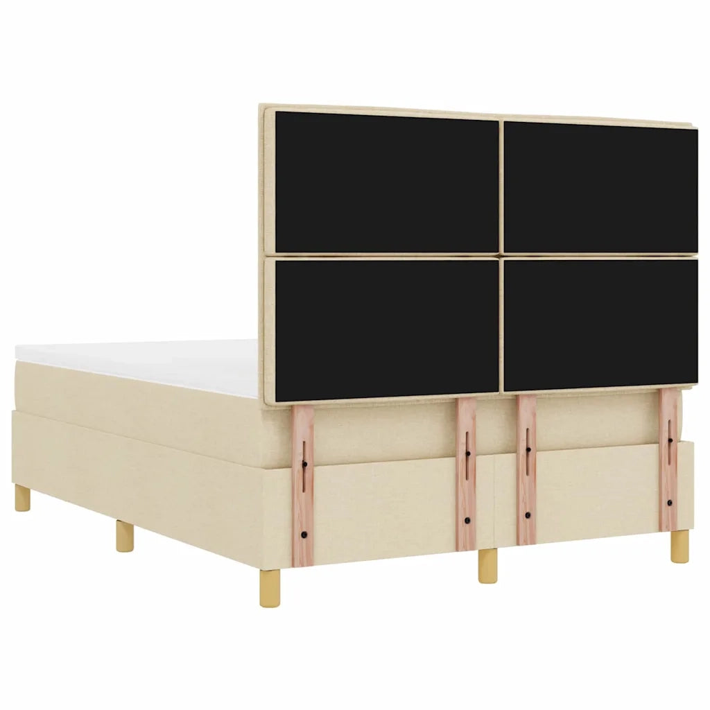 Letto a molle con testiera Crema 200 x 160 cm Tessuto 3344238