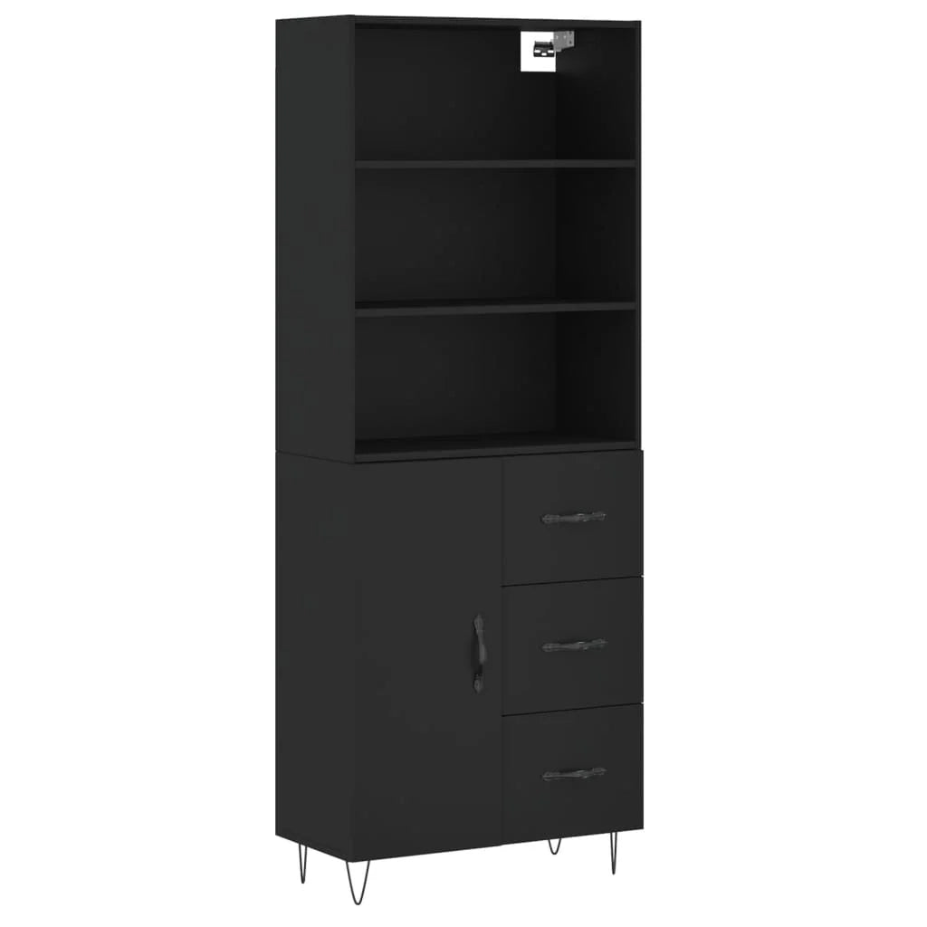 Buffet credenza cassettiera armadio mobile contenitore organizer cucina soggiorno salotto alto 69,5 x 34 x 180 cm legno ingegnerizzato nero 02_0035028