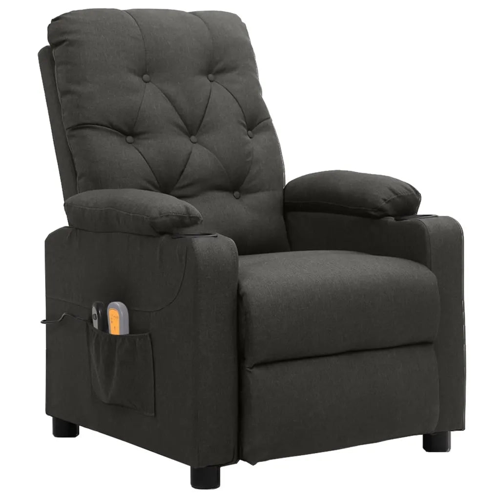 Poltrona Massaggiante Elettrica Grigio Scuro in Tessuto 3098852