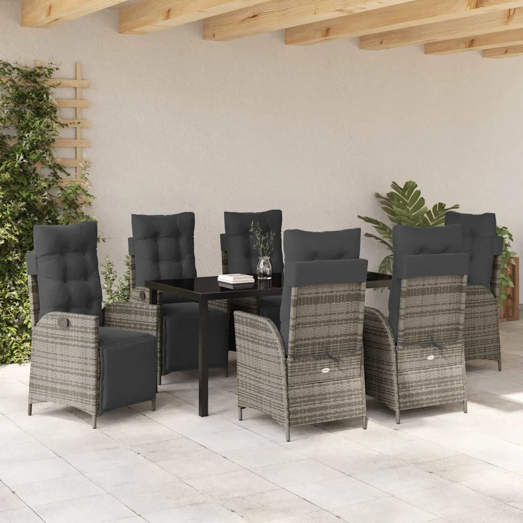 Set da Pranzo per Giardino con cuscino 7 pcs Grigio polyrattan 3380551