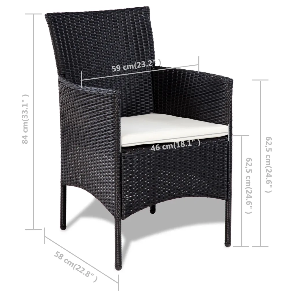 Set Divani da Giardino 4 pz | Set Salotto da Giardino con Cuscini in Polyrattan Nero
