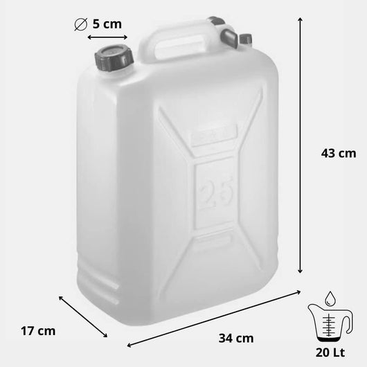 Tanica 20 litri in Plastica con Tappo e Dosatore - Fusto HDPE Contenitore Per Condensa Condizionatore - Bidone per Liquidi