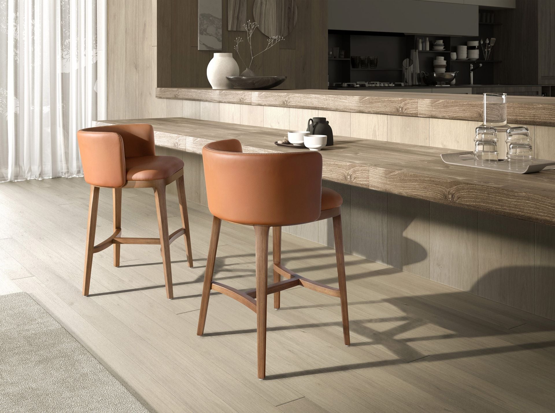 Sgabello in similpelle marrone