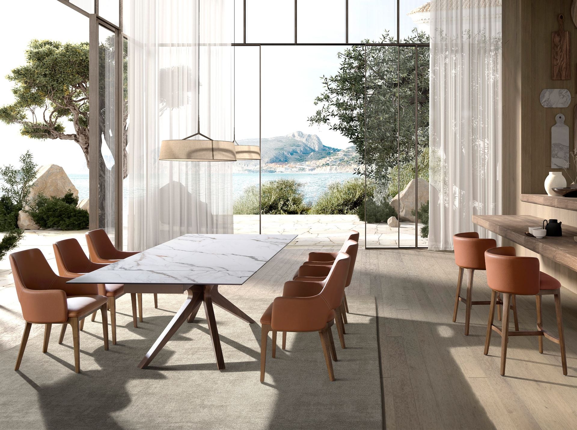 Sgabello in similpelle marrone