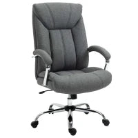 Sedia da Ufficio Imbottita e Girevole in Tessuto Traspirante, 65x78x110-120cm, Grigio