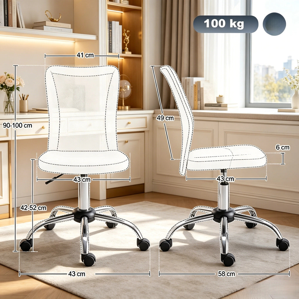 SEDIA da Ufficio Girevole 43x43 cm Grigio in Mesh e Metallo