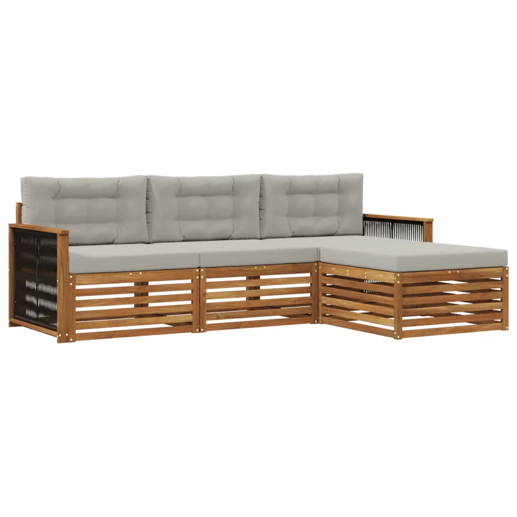 Set di divani da esterno 4 pz Naturale e Grigio Chiaro 3383204