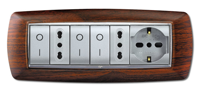 placca life mod. living plastica legno scuro 7 posti cod:ferx.41591