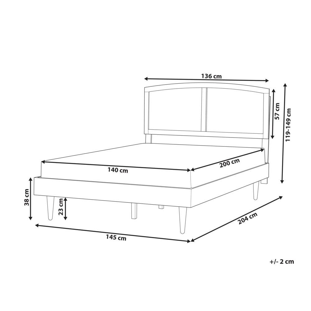 Letto in legno di gomma chiaro UE matrimoniale 140 x200 cm con testiera a doghe Stile rustico minimalista