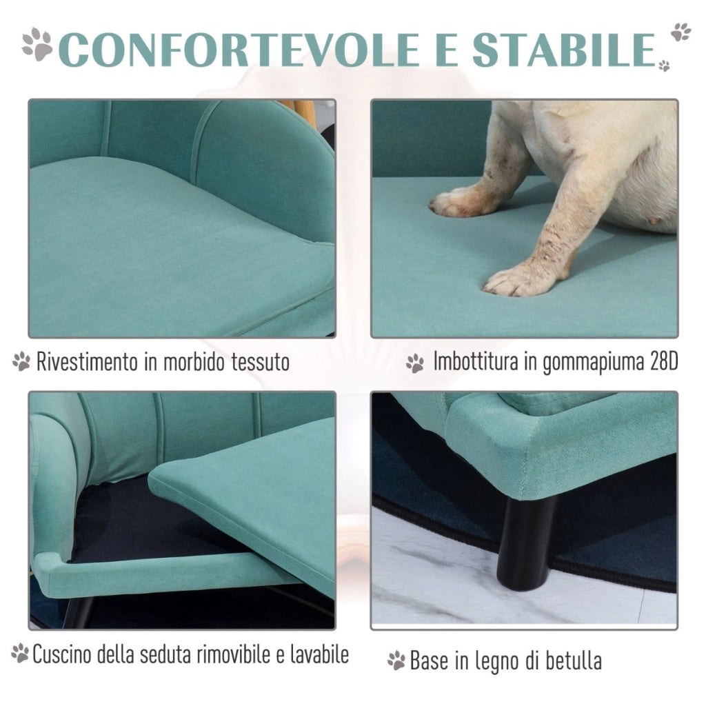 Cuccia Divano per Gatti e Cani di Media Taglia 98,5x60,5x35 cm  Verde