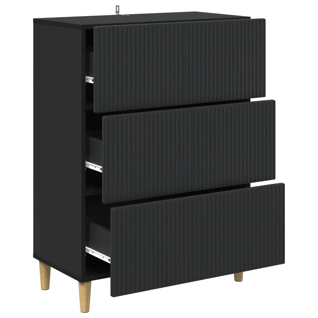 Mobile con Cassetti Nero 66 x 34,5 x 90 cm Legno ingegnerizzato