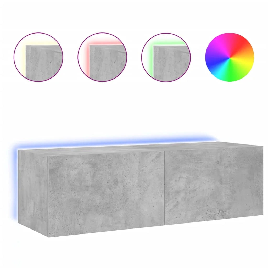 Mobile TV multimediale scaffale TV credenza mobile TV sala da pranzo soggiorno camera da letto mobile da parete con luci LED 100 x 35 x 31 cm grigio 02_0027851