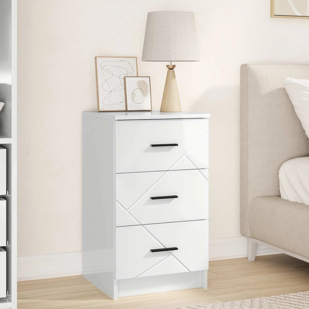 Armadio da Notte con cassetto Bianco lucido 38 x 38 x 66 cm 883378