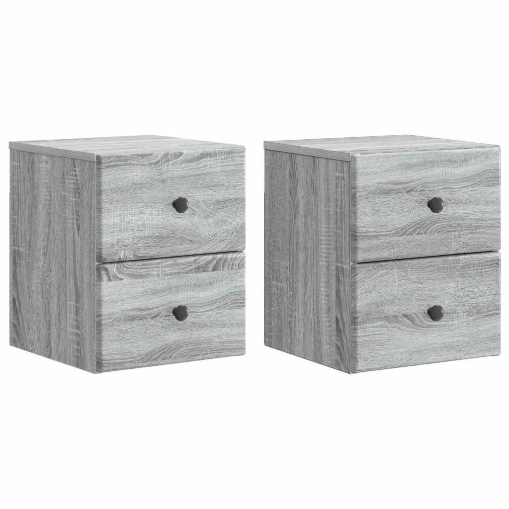 Mobiletto da notte a muro 2 pcs Grigio Sonoma 34,5 x 33 x 40 cm 899158