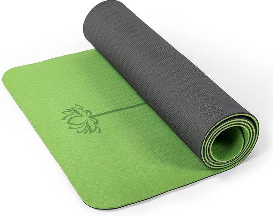 Mat di Yoga per Donna 1/3" per Esercizi di Pilates a Casa - Verde-Nero