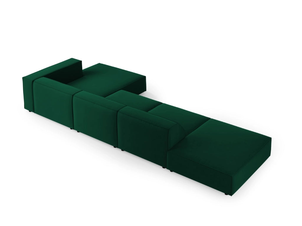 Cosmopolitan Design - Divano angolare destro "Arendal" 5 posti in velluto verde bottiglia 