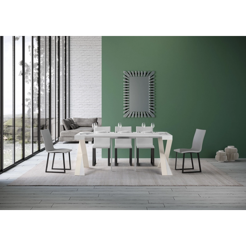 Consolle allungabile 90x40/196 cm Diago Small telaio Bianco - Bianco Frassino