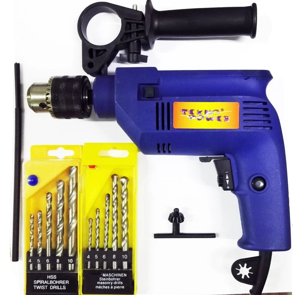 Trade Shop - Trapano A Percussione Elettrico 500w Incluso 2set Di Punte Per Metallo E Cemento -