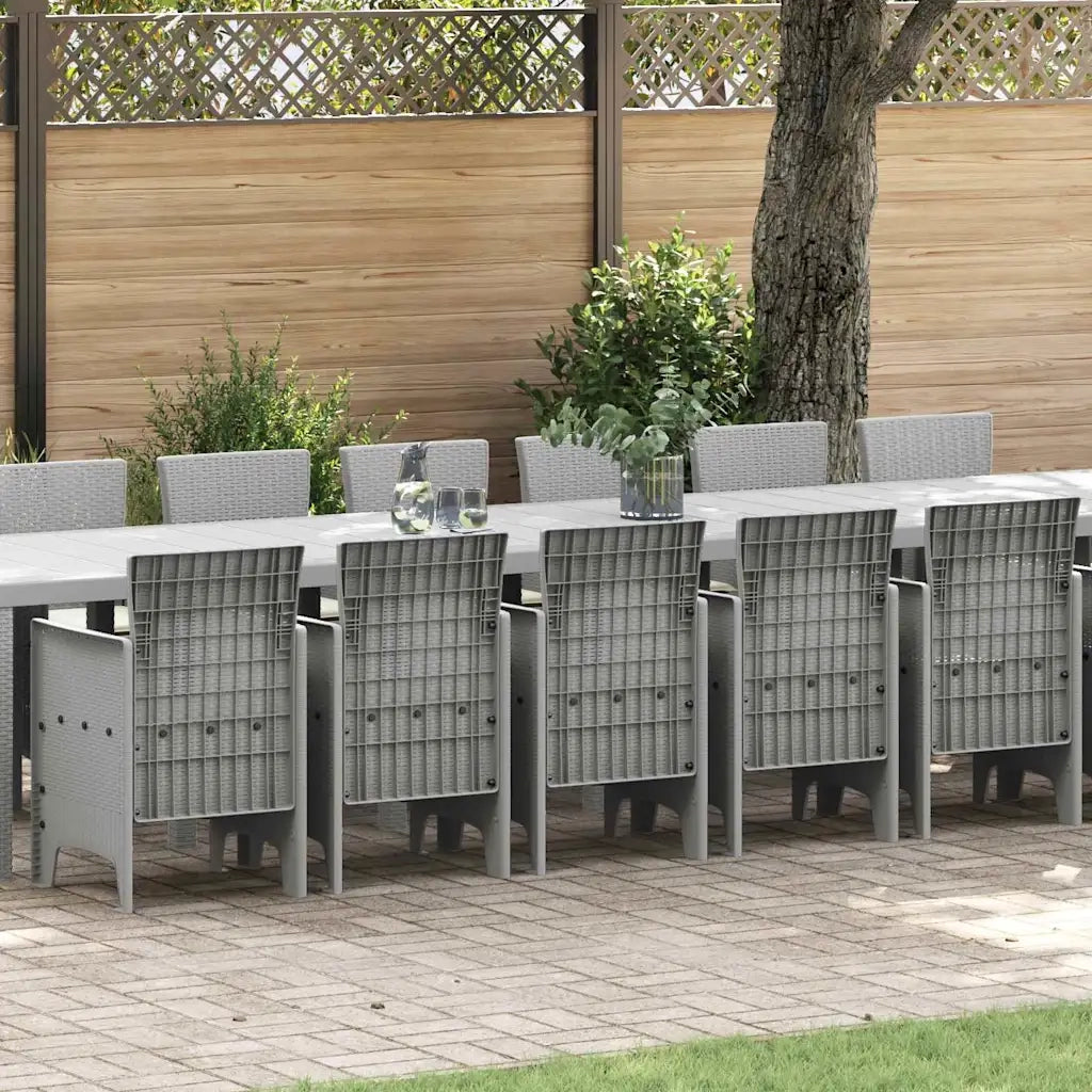 Set da pranzo da giardino con cuscini 17 pcs Grigio chiaro PP