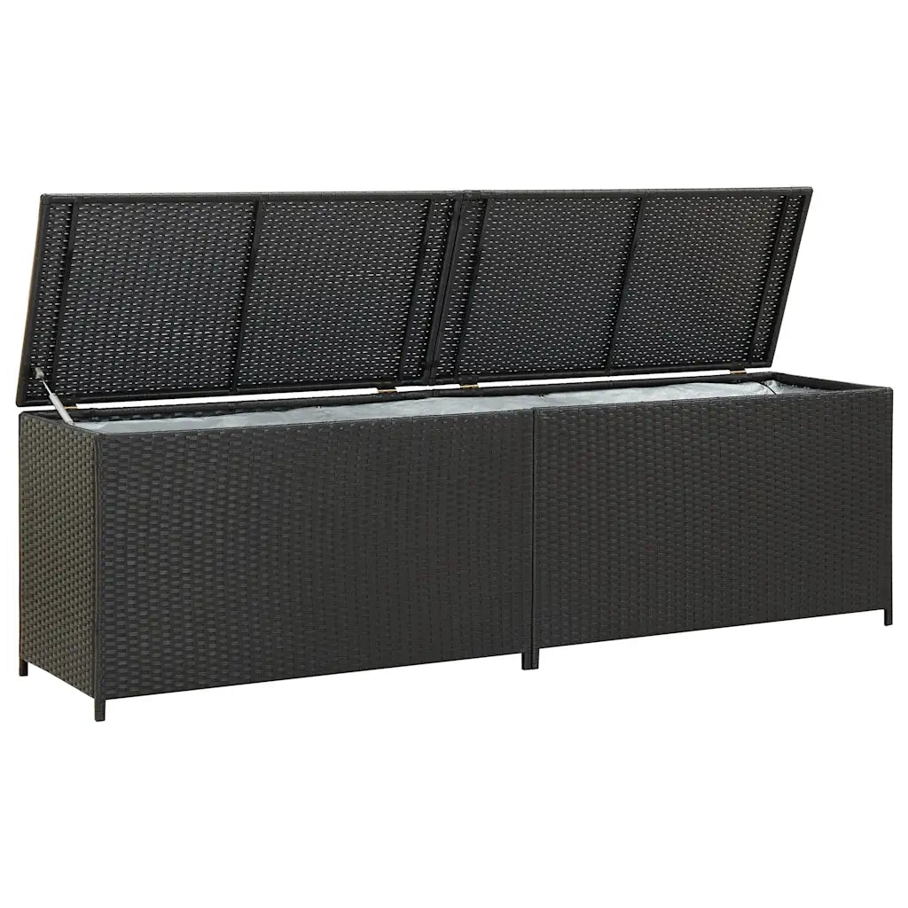 Baule da Giardino in Polyrattan 200x50x60 cm Nero CFW8499067
