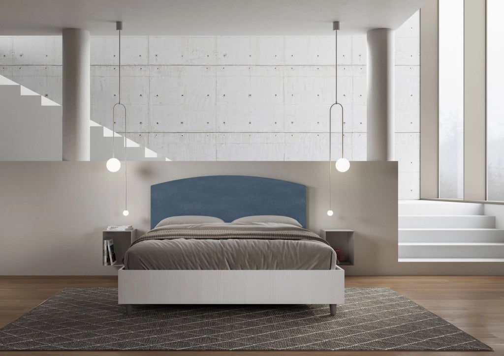 Letto matrimoniale senza rete 160x200 bianco frassino testata microfibra tè verde Antilia