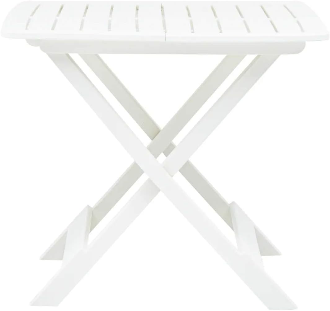 Tavolo Plastica Pieghevole 79x72cm Effetto Legno da Interno E da Giardino colore bianco Tomaino 