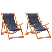 Sedie da Spiaggia Pieghevoli 2 pz | Sedie da Esterno in Tessuto Blu