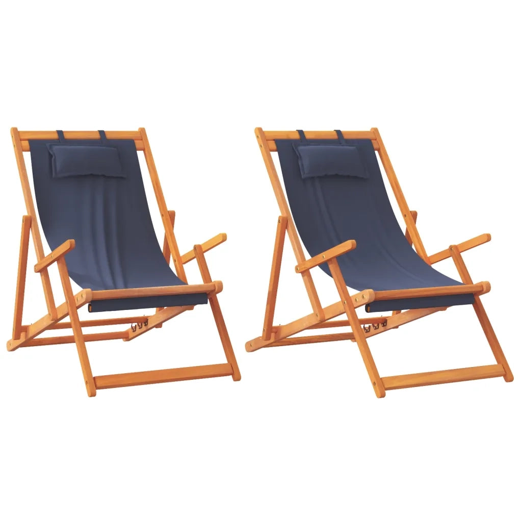 Sedie da Spiaggia Pieghevoli 2 pz | Sedie da Esterno in Tessuto Blu