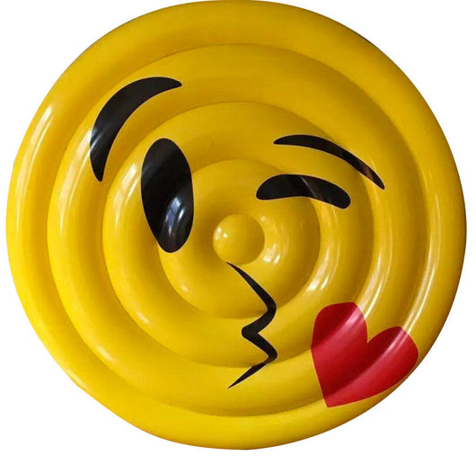 Materassino Gonfiabile Ø150 cm in PVC a Forma di Emoji Ranieri Face Bacino Giallo
