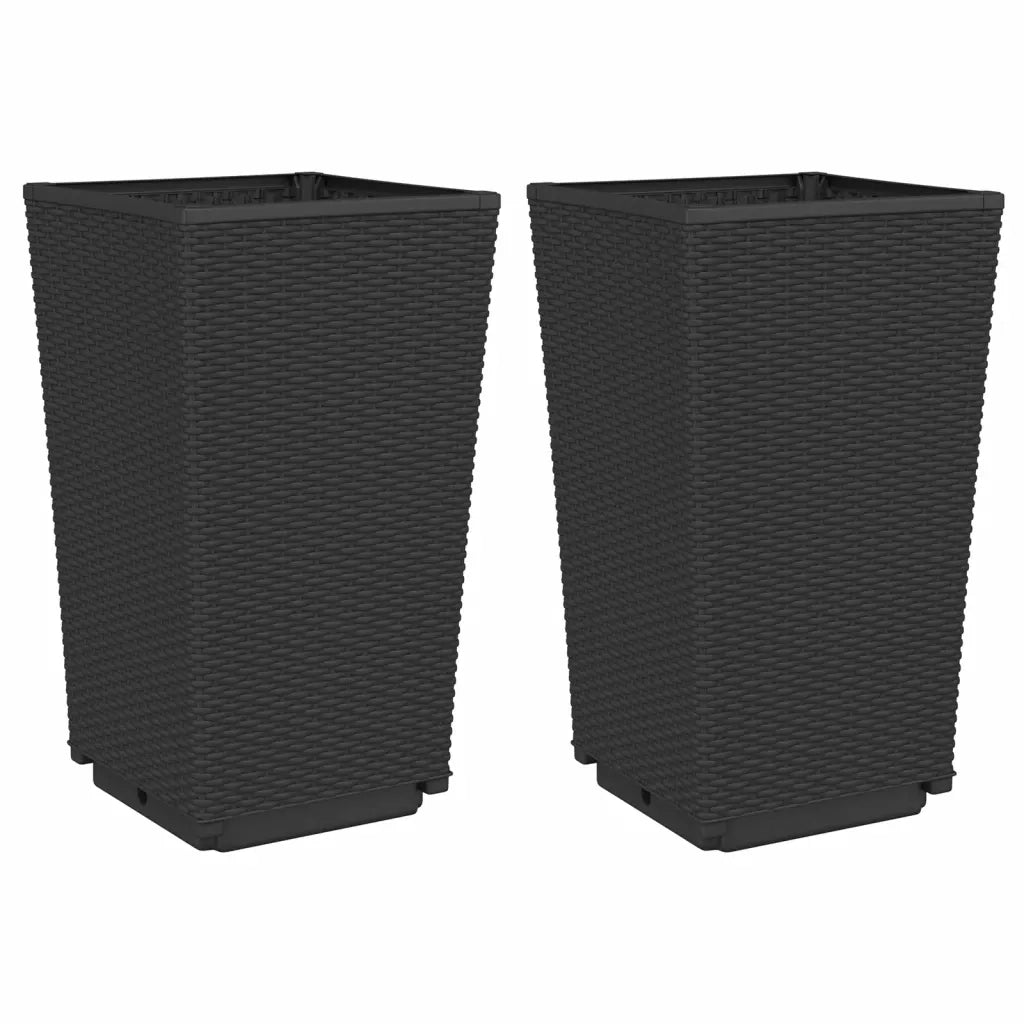 2 pz Fioriere | Cassetta per fiori | Vaso da Giardino Nere 32,5x32,5x57 cm in PP