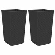 2 pz Fioriere | Cassetta per fiori | Vaso da Giardino Nere 32,5x32,5x57 cm in PP