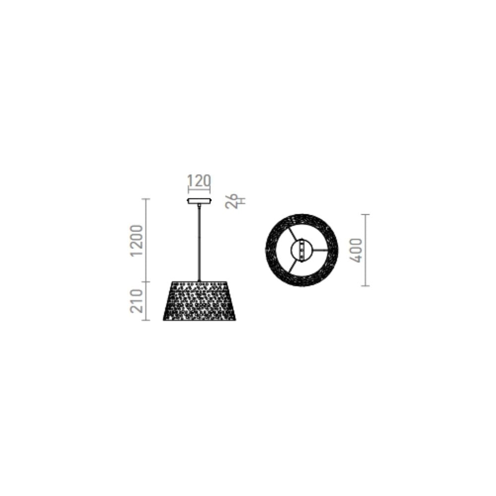 Lampadario BUCKY 40 a sospensione bianco/grigio metallo 230V E27 28W