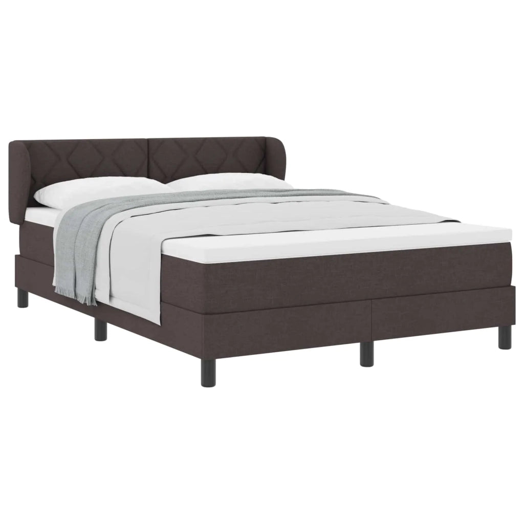 Letto a molle con materasso Marrone Scuro 140 x 190 cm Tessuto 3340083