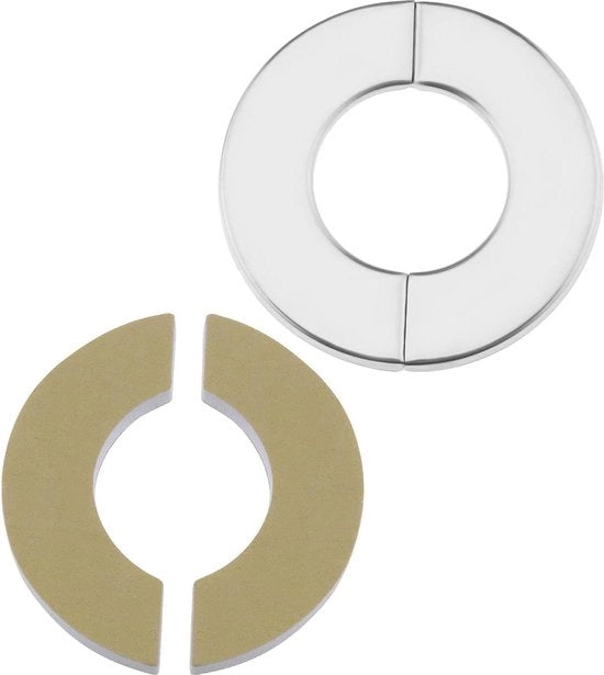Decorazione per Parete con Faccia Ronde in Acciaio Inossidabile, Set di 4, 34mm di Diametro Interno, Copertura con Fessura, Decorativa, Autoadesiva.