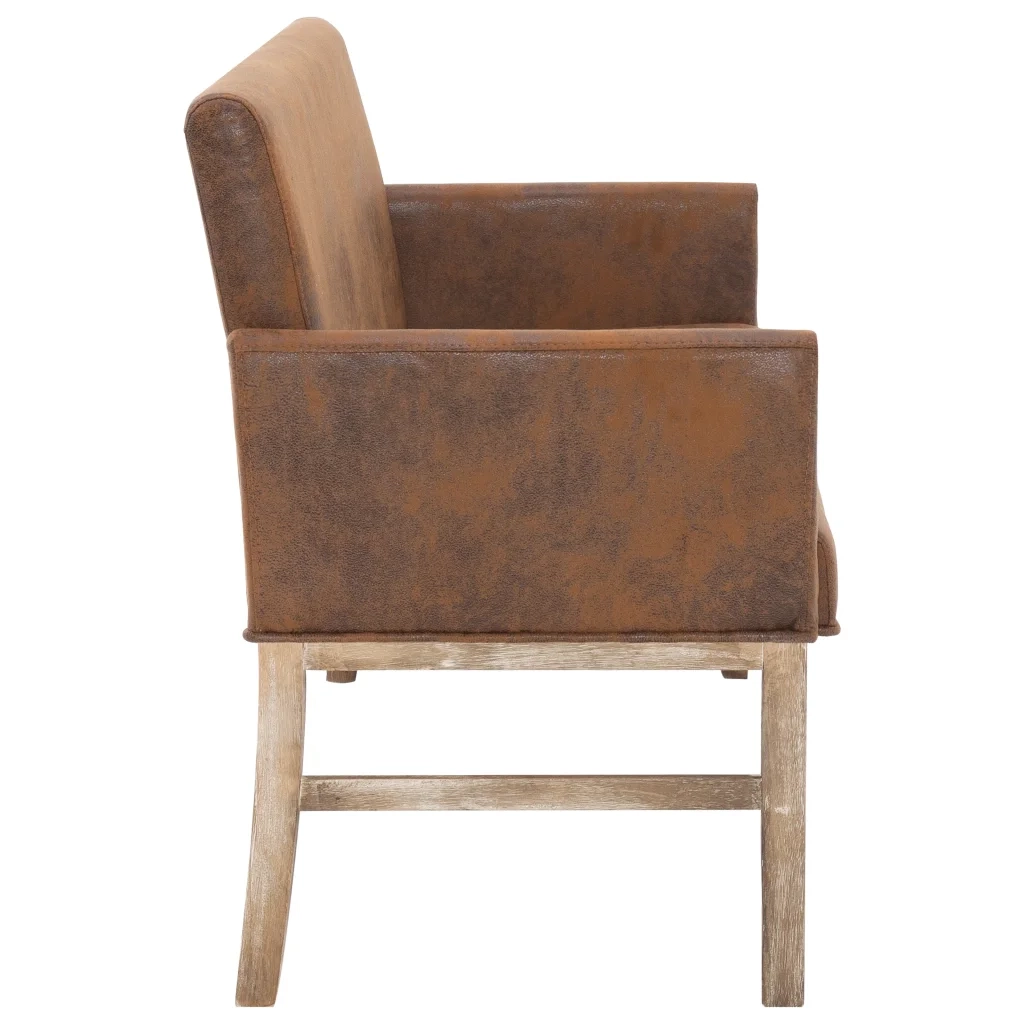 Panca con Braccioli 140 cm Marrone in Similpelle Scamosciata cod mxl 50673