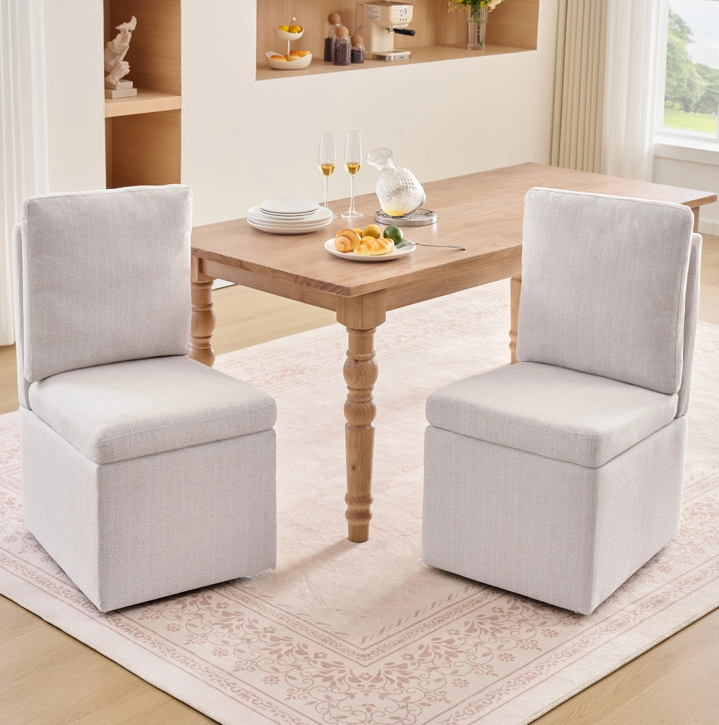 Sedia da pranzo 49x65x92 cm grigio beige – contenitore, ruote