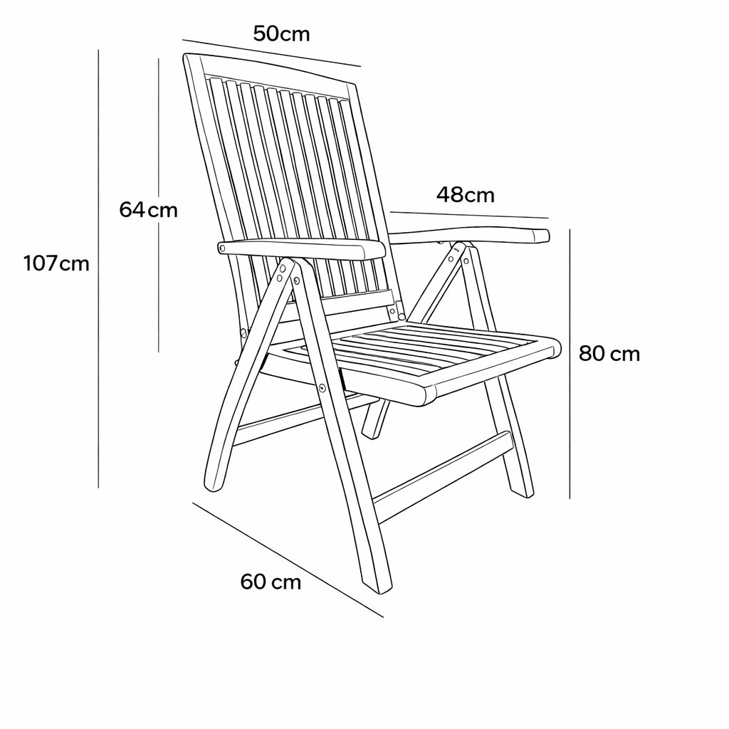 Sedia Pieghevole con Braccioli in Teak - Bali